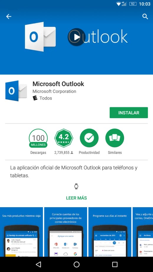 Configuración de correos en el dispositivo movil