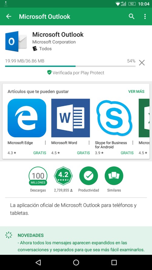 Configuración de correos en el dispositivo movil