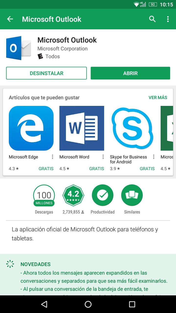 Configuración de correos en el dispositivo movil